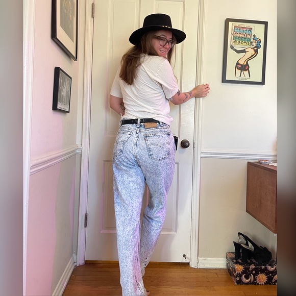 80-90s Vintage Orange Tab Acid Wash Levi’s 575 100% Cotton Jeans - Picture 4 of 14